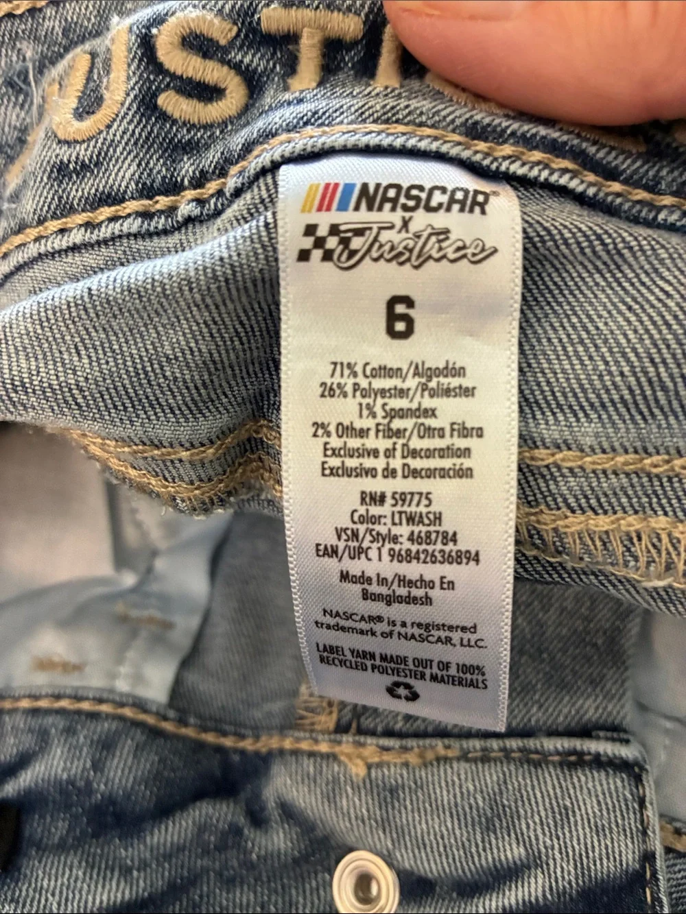 NASCAR x Justice Light Wash Denim Jeans And Bandana - Multiple Sizes